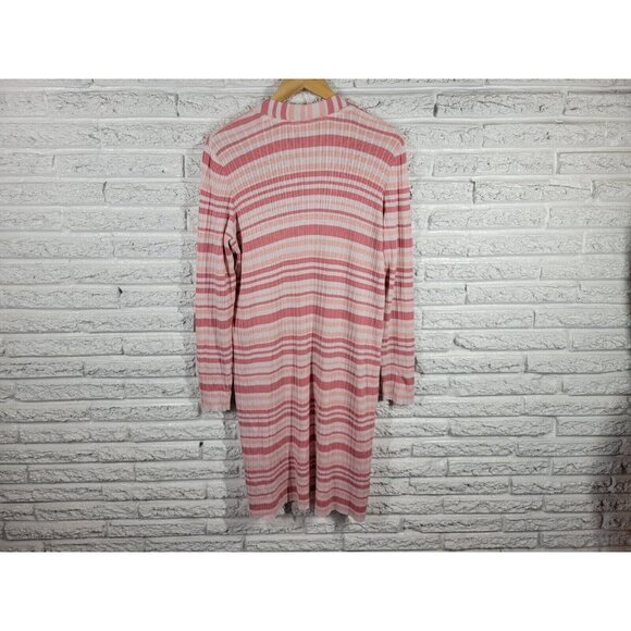 Time Tru Womens Sweater Extra Large Cardigan Pink Stripe Open Duster SWE80E - Picture 6 of 11